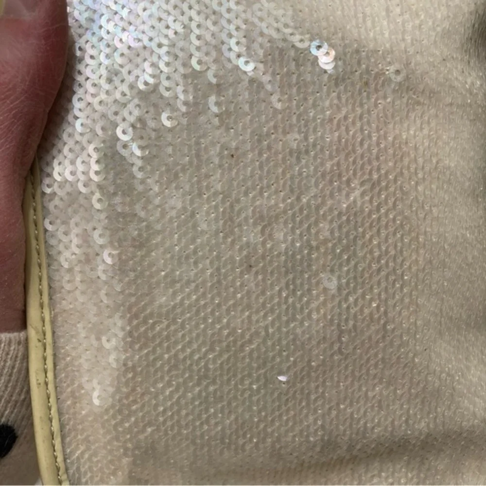 Coach 16315 Poppy Sequined Cream Opal Silver Crossbody flap bag